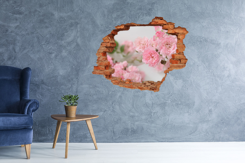 Autocollant mural trou Roses sauvages brique