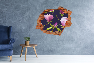 Autocollant mural trou Magnolia fluer brique