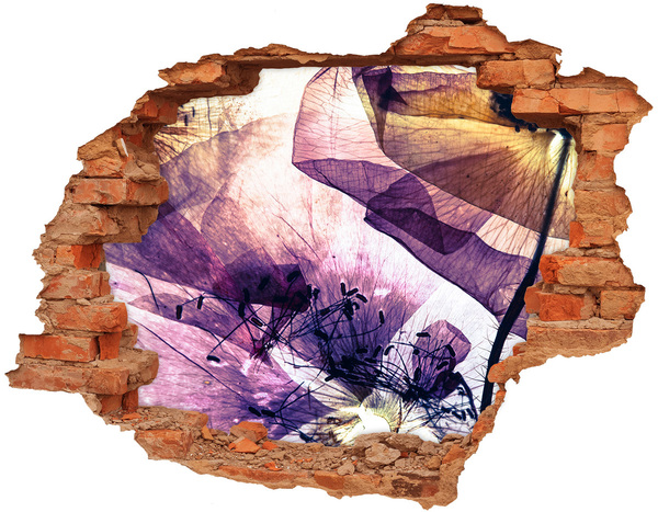 Autocollant à effet 3d trou Le monde floral derrière les murs