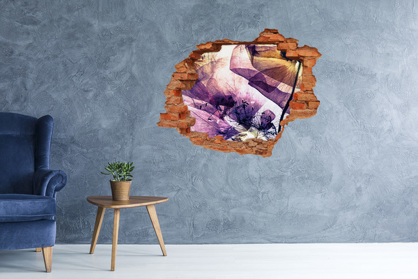 Autocollant à effet 3d trou Le monde floral derrière les murs
