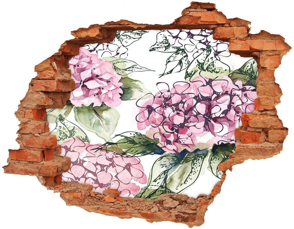 Sticker trou dans le mur Hortensia brique