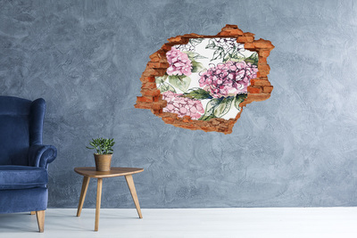 Sticker trou dans le mur Hortensia brique