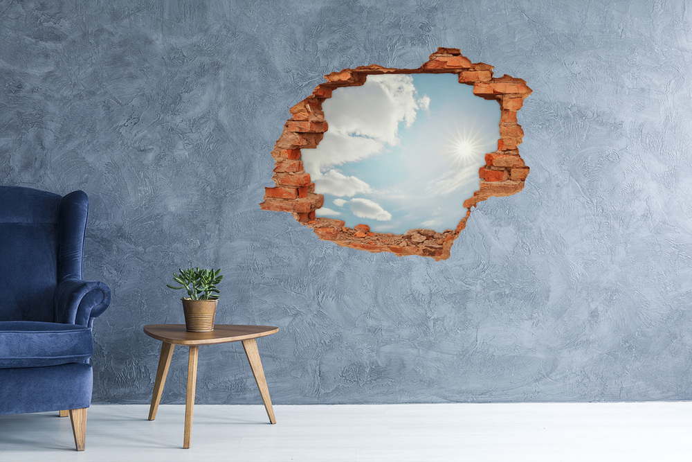 Sticker mural effet trou Nuages ​​dans le ciel soleil brique