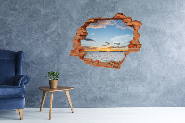 Sticker mural effet trou Coucher de soleil sur la mer