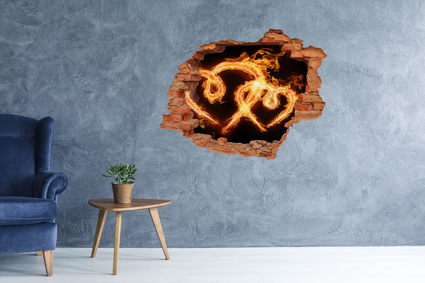 Sticker mural effet trou Serpents en feu