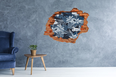 Sticker mural effet trou Paradis tropical avec des flamants roses