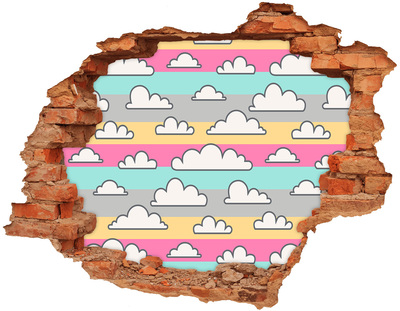 Sticker mural effet trou Des nuages brique