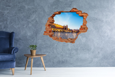 Sticker mural effet trou Cracovie brique