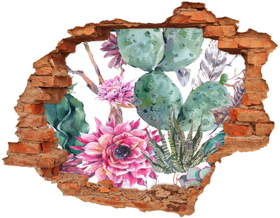 Autocollant mural trou Cactus brique