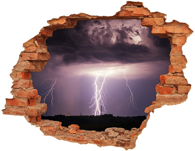 Sticker mural effet trou Orage brique