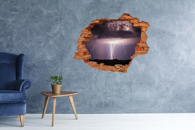 Sticker mural effet trou Orage brique