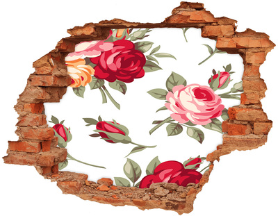 Autocollant mural trou Des roses fleurs brique