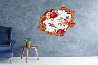 Autocollant mural trou Des roses fleurs brique