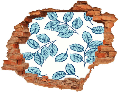 Autocollant à effet 3d trou Feuilles vertes sur fond de mur