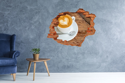 Autocollant à effet 3d trou Du café dans un mur délabré