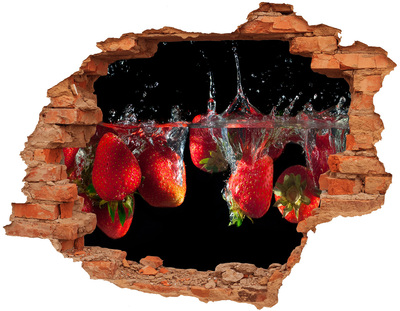 Sticker trou dans le mur Fraises sous l'eau brique