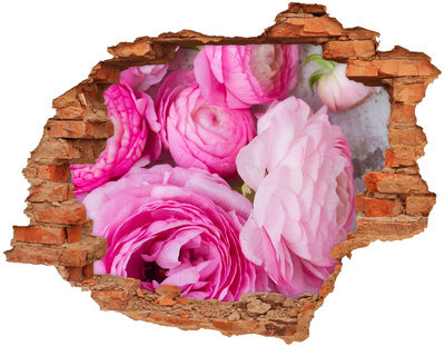 Sticker mural effet trou Roses sauvages brique