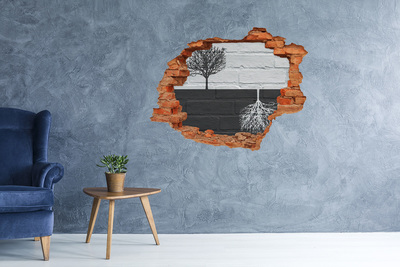 Autocollant à effet 3d trou Un arbre avec des racines