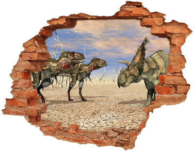 Autocollant mural trou Les dinosaures dans le monde préhistorique
