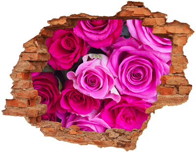 Sticker trou dans le mur Un bouquet de roses roses brique