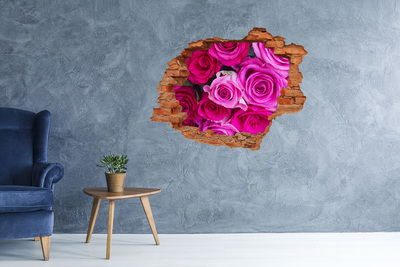 Sticker trou dans le mur Un bouquet de roses roses brique