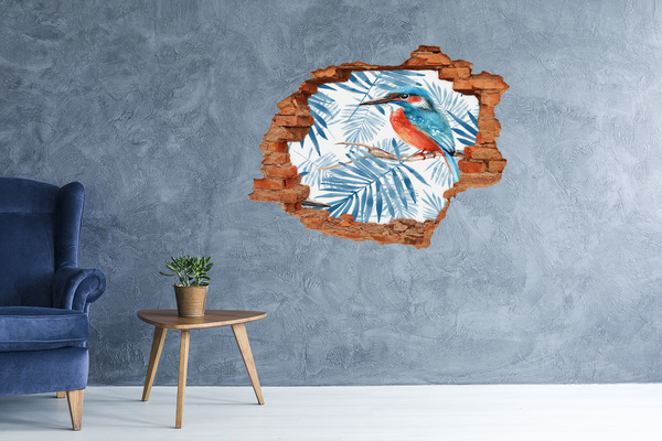 Sticker mural effet trou Oiseau tropical parmi les feuilles