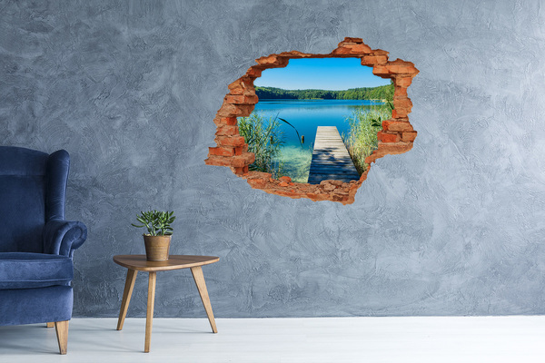 Sticker mural effet trou Une baie avec une jetée en bois