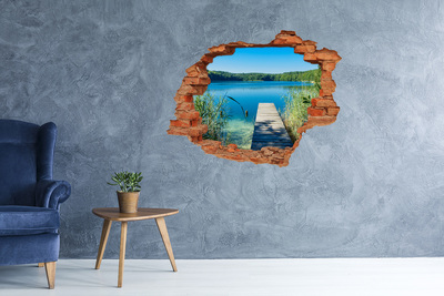 Sticker mural effet trou Une baie avec une jetée en bois