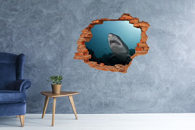 Sticker trou dans le mur Grand requin brique