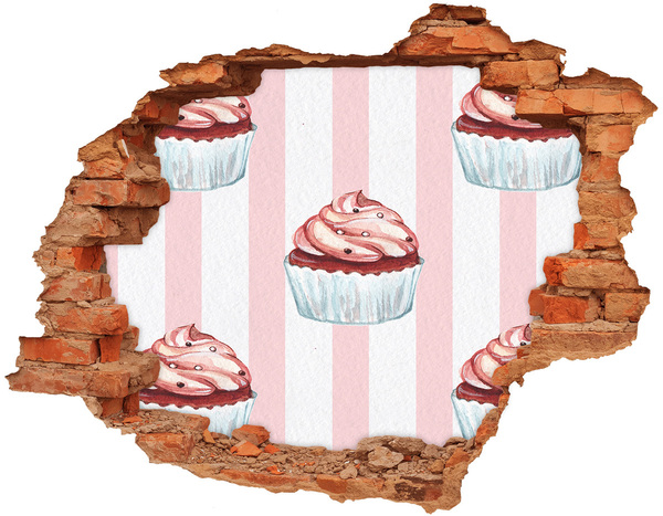 Sticker trou dans le mur Cupcake dans un trou dans le mur