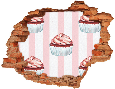 Sticker trou dans le mur Cupcake dans un trou dans le mur