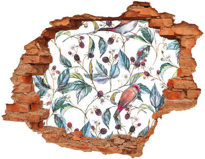 Autocollant mural trou Un oiseau parmi les mûres
