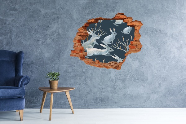 Sticker trou dans le mur Des lapins dans les profondeurs de la mer