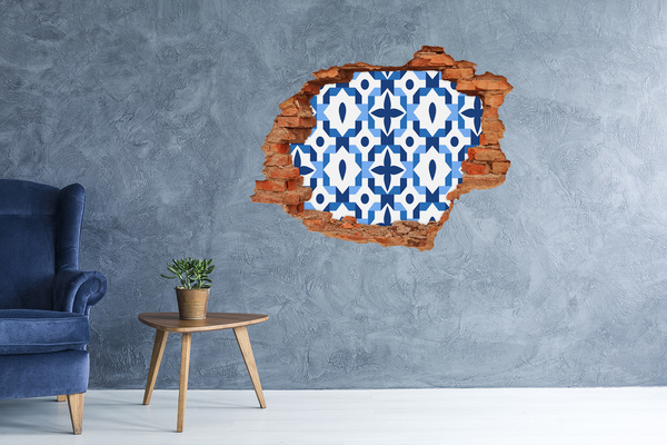 Autocollant à effet 3d trou Motifs bleus sur le mur