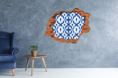 Autocollant à effet 3d trou Motifs bleus sur le mur