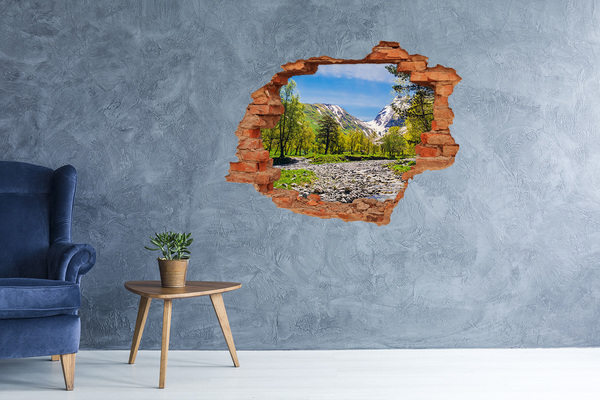 Sticker mural effet trou Paysage montagneux avec une rivière