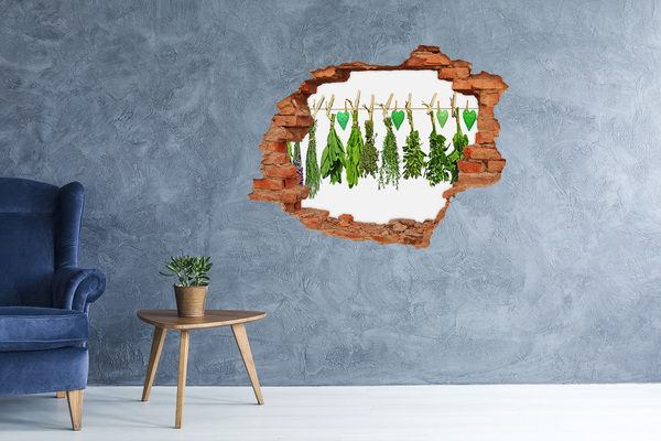 Autocollant à effet 3d trou Jardin d'herbes aromatiques caché dans un mur