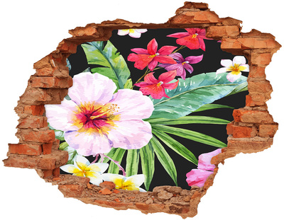 Sticker trou dans le mur Paradis tropical avec des fleurs