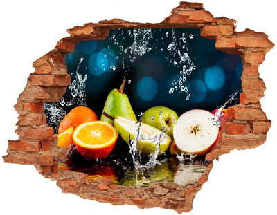 Sticker mural effet trou Fruits sains et de l'eau brique