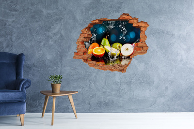 Sticker mural effet trou Fruits sains et de l'eau brique