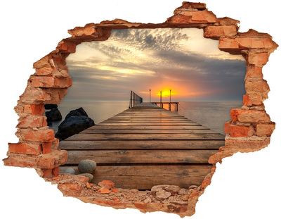 Sticker trou dans le mur Coucher de soleil sur la jetée