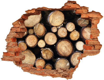 Sticker trou dans le mur Du bois dans un trou dans le mur