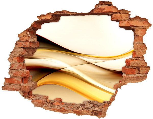 Autocollant mural trou Vagues dorées dans un trou dans le mur