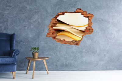 Autocollant mural trou Vagues dorées dans un trou dans le mur