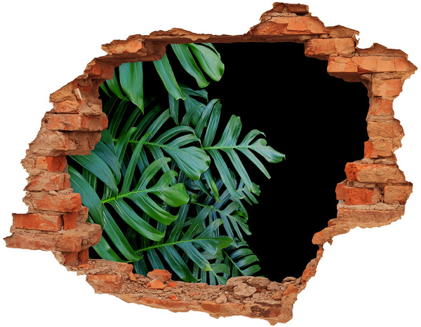 Autocollant à effet 3d trou La jungle verte derrière le mur