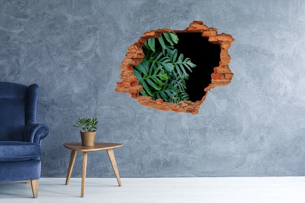 Autocollant à effet 3d trou La jungle verte derrière le mur