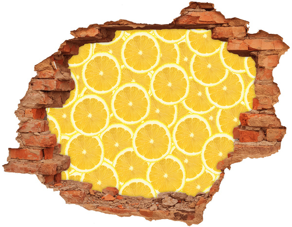 Sticker mural effet trou explosion de citron