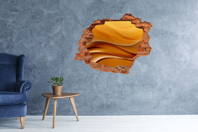 Autocollant à effet 3d trou Vague dorée dans le mur