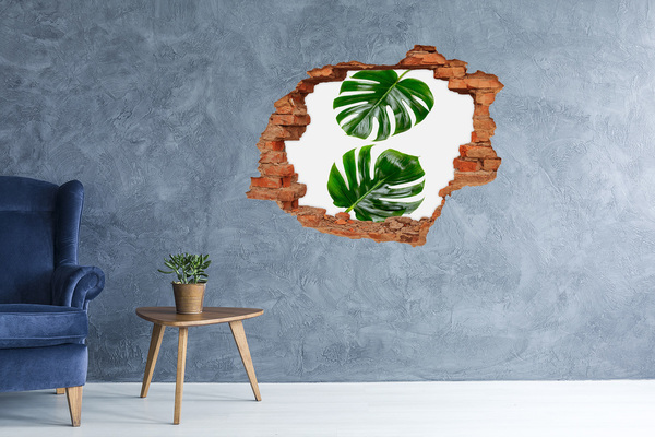 Sticker mural effet trou Flore tropicale brique