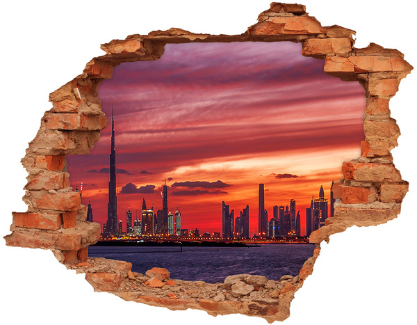 Autocollant à effet 3d trou Coucher de soleil sur Dubaï